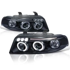 00-01 Audi A4 Euro Style Halo Projector Headlights - Black