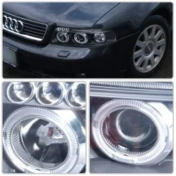 00-01 Audi A4 Euro Style Halo Projector Headlights - Black -Professional Auto Parts Store 00 01 audi a4 euro style halo projector headlights black 200