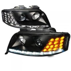 02-04 Audi A6 [Factory HID Model] LED DRL / Signal Projector Headlights - Black
