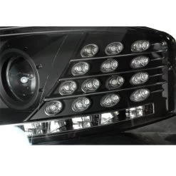 02-04 Audi A6 LED DRL Projector Headlights With LED Turn Signal - Black Housing -Professional Auto Parts Store 02 04 audi a6 led drl projector headlights with led turn signal black housing 124 1