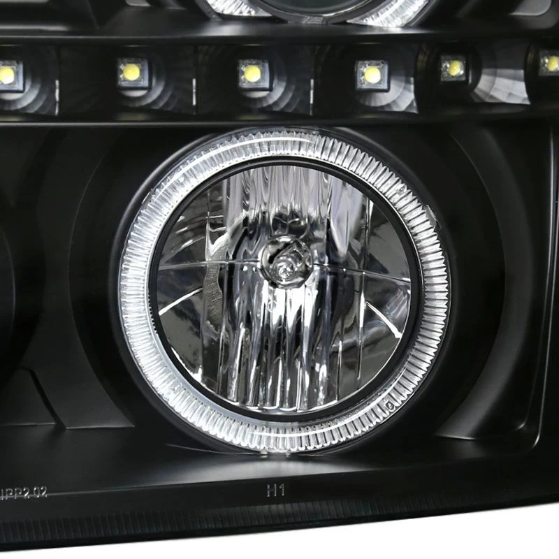 HID Combo 02-06 Cadillac Escalade LED Strip Halo Projector Headlights - Black 4 HID Combo 02-06 Cadillac Escalade LED Strip Halo Projector Headlights - Black - Image 2