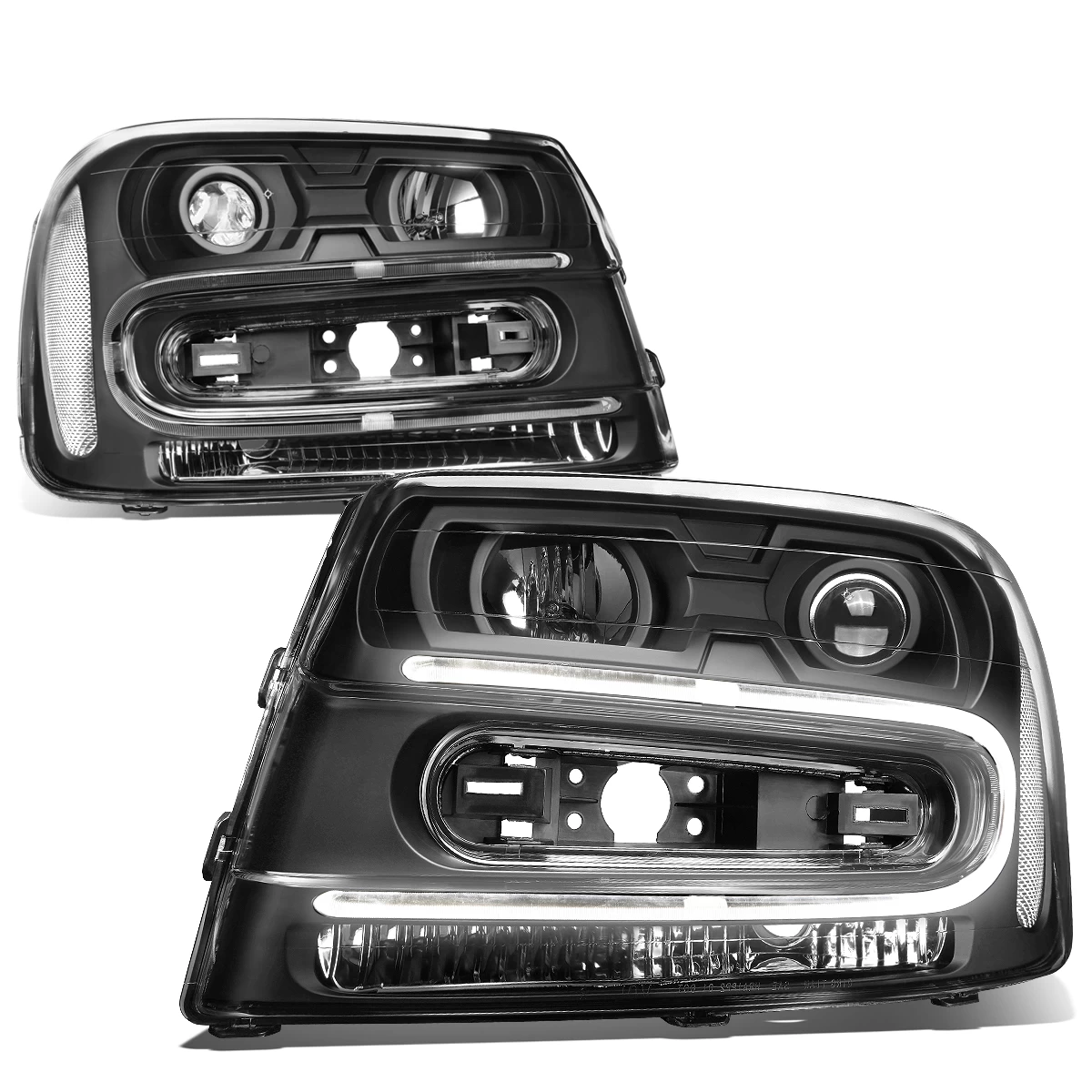 HID Combo 02-09 Chevy Trailblazer LED U-Running Projector Headlight (Black Housing Clear Corner) 5 HID Combo 02-09 Chevy Trailblazer LED U-Running Projector Headlight (Black Housing Clear Corner) - Image 3