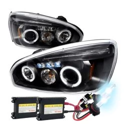 04-07 Chevy Malibu Dual Halo & LED Projector Headlights With HID Kit - Black
