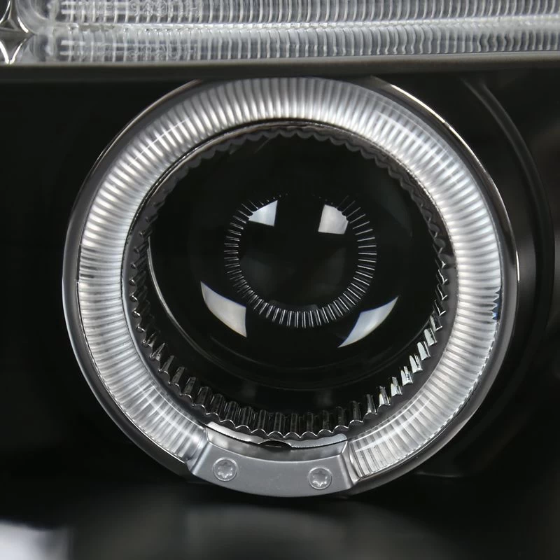 2004-2006 Chevy Aveo Angel Eye Halo & LED DRL Projector Headlights - Black 4 2004-2006 Chevy Aveo Angel Eye Halo & LED DRL Projector Headlights - Black - Image 2