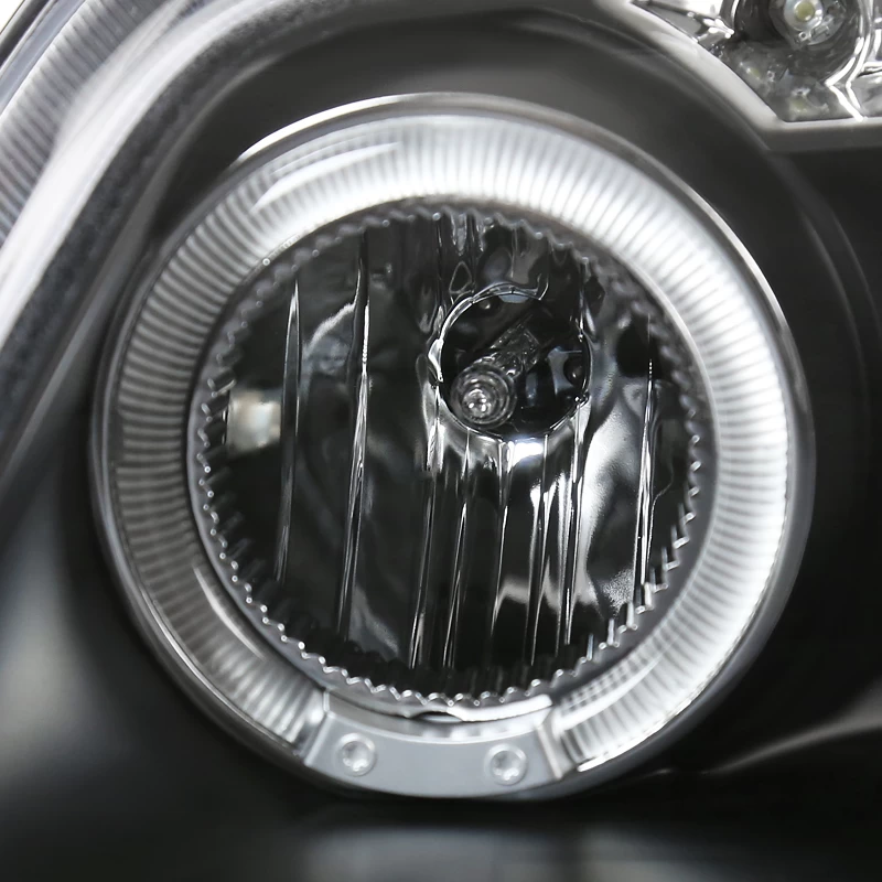 2004-2006 Chevy Aveo Angel Eye Halo & LED DRL Projector Headlights - Black 5 2004-2006 Chevy Aveo Angel Eye Halo & LED DRL Projector Headlights - Black - Image 3