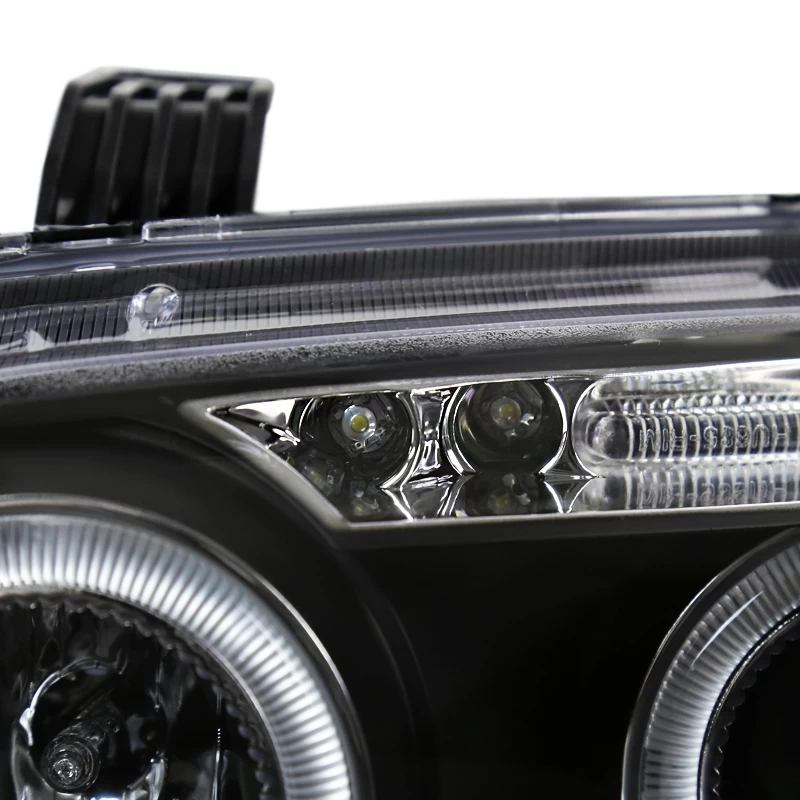 2004-2006 Chevy Aveo Angel Eye Halo & LED DRL Projector Headlights - Black 6 2004-2006 Chevy Aveo Angel Eye Halo & LED DRL Projector Headlights - Black - Image 4