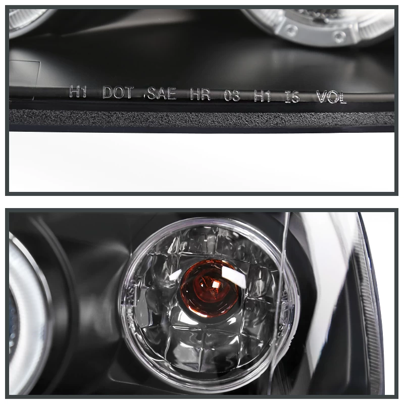 2004-2006 Chevy Aveo Angel Eye Halo & LED DRL Projector Headlights - Black 7 2004-2006 Chevy Aveo Angel Eye Halo & LED DRL Projector Headlights - Black - Image 5