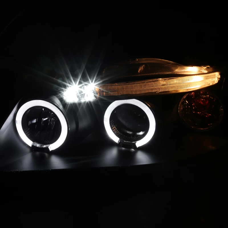 2004-2006 Chevy Aveo Angel Eye Halo & LED DRL Projector Headlights - Black 8 2004-2006 Chevy Aveo Angel Eye Halo & LED DRL Projector Headlights - Black - Image 6