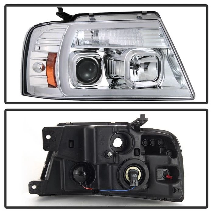 HID Combo 04-08 Ford F150 LED Tube Projector Headlights - Chrome 3 HID Combo 04-08 Ford F150 LED Tube Projector Headlights - Chrome - Image 2