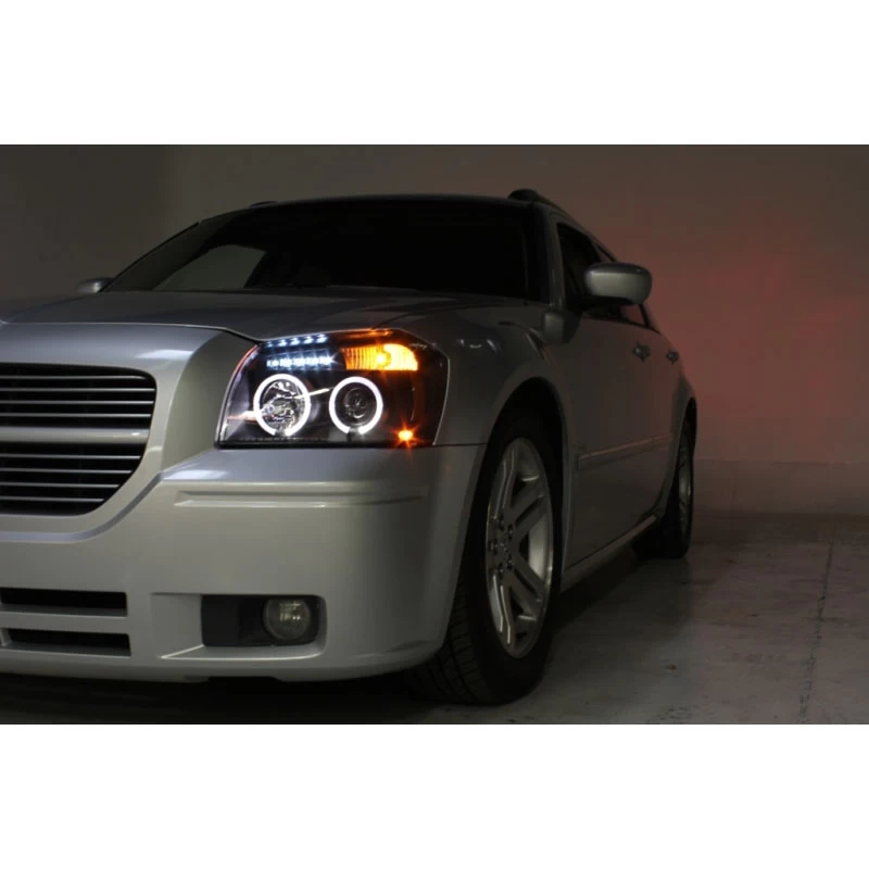 05-07 Dodge Magnum Angel Eye Halo & LED Projector Headlights - Smoked 6 05-07 Dodge Magnum Angel Eye Halo & LED Projector Headlights - Smoked - Image 4
