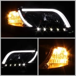 05-08 Audi A4 / S4 / RS4 [Halogen Model Only] LED DRL Light Tube Projector Headlights - Black -Professional Auto Parts Store 05 08 audi a4 s4 rs4 led drl light tube projector headlights black 144