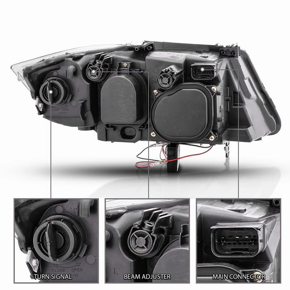 06-08 BMW E90 3 Series LED Angel Eye Halo & LED Projector Headlights - Black 4 06-08 BMW E90 3 Series LED Angel Eye Halo & LED Projector Headlights - Black - Image 2