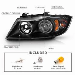 06-08 BMW E90 3 Series LED Angel Eye Halo & LED Projector Headlights - Black 14 06-08 BMW E90 3 Series LED Angel Eye Halo & LED Projector Headlights - Black -Professional Auto Parts Store 05 08 bmw e90 3 series ccfl angel eye halo led projector headlights black 215