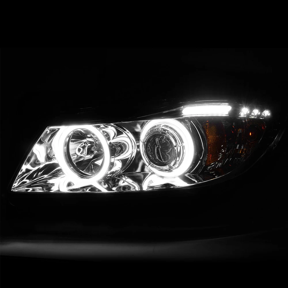06-08 BMW E90 3 Series LED Angel Eye Halo & LED Projector Headlights - Black 7 06-08 BMW E90 3 Series LED Angel Eye Halo & LED Projector Headlights - Black - Image 5