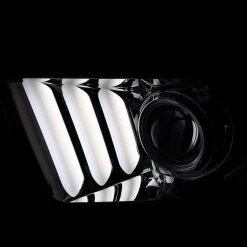 05-09 Ford Mustang LED DRL Tube Projector Headlights - Chrome -Professional Auto Parts Store 05 09 ford mustang led drl tube projector headlights chrome 127