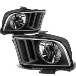05-09 Ford Mustang Replacement Crystal Headlights - Black