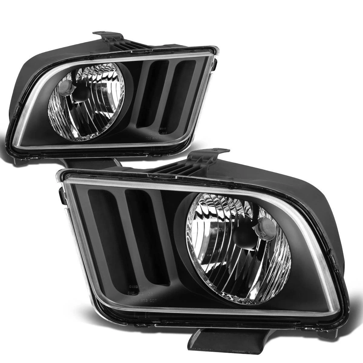 05-09 Ford Mustang Replacement Crystal Headlights - Black 3 05-09 Ford Mustang Replacement Crystal Headlights - Black