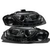 2006-2008 Audi A4 [Halogen Model Only] LED DRL Euro Projector Headlights - Smoked -Professional Auto Parts Store 06 08 audi a4 led drl euro projector headlights smoked 59
