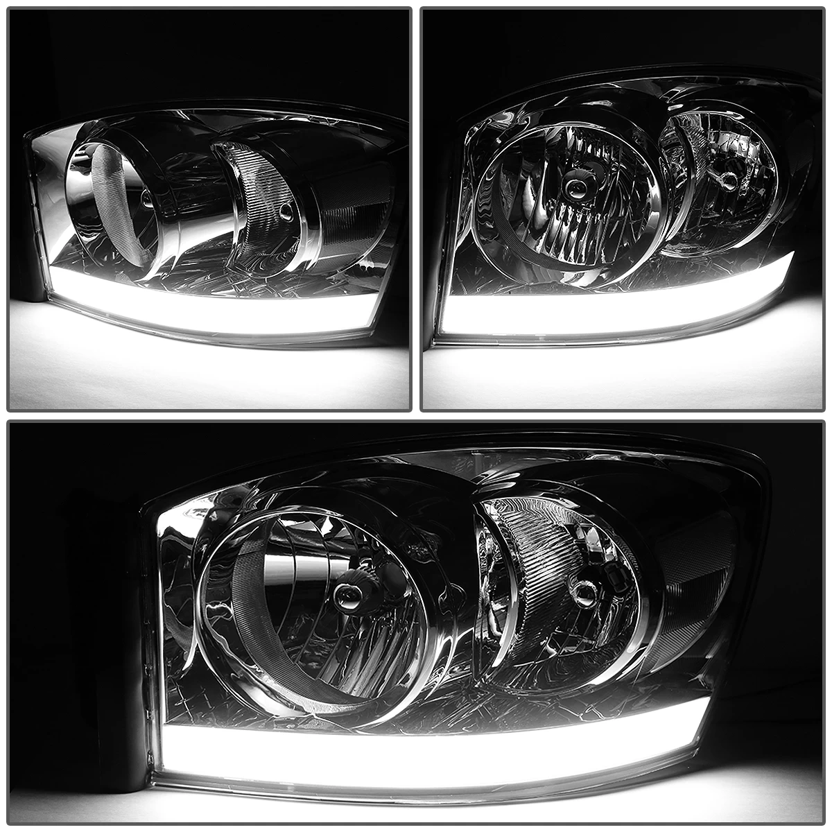 06-08 Dodge RAM LED DRL Crystal Headlights - Chrome Clear 7 06-08 Dodge RAM LED DRL Crystal Headlights - Chrome Clear - Image 5