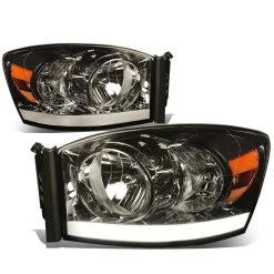 06-08 Dodge RAM Optic-DRL Replacement Headlights - Smoked