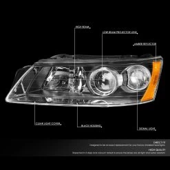 06-08 Hyundai Sonata Factory Style Headlights - Black / Amber -Professional Auto Parts Store 06 08 hyundai sonata factory style headlights black amber 76
