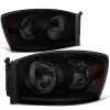 06-09 Dodge RAM Replacement Smoked Tinted Headlights - Black Smoked / Amber -Professional Auto Parts Store 06 09 dodge ram replacement smoked tinted headlights black smoked amber 75
