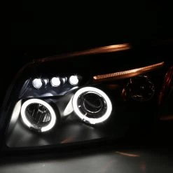 07-12 Dodge Caliber Angel Eye Halo & LED DRL Projector Headlights - Black -Professional Auto Parts Store 07 12 dodge caliber angel eye halo led drl projector headlights black 222