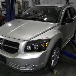 07-12 Dodge Caliber Angel Eye Halo & LED DRL Projector Headlights - Black -Professional Auto Parts Store 07 12 dodge caliber angel eye halo led drl projector headlights black 225