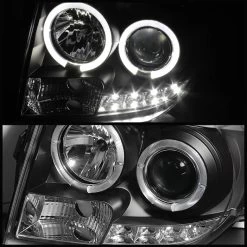 08-12 Ford Escape Angel Eye Halo & LED Strip Projector Headlights - Chrome -Professional Auto Parts Store 07 12 ford escape angel eye halo led strip projector headlights chrome 94