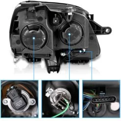 07-12 GMC Acadia [Halogen Model] Dual Projector Headlights - Chrome -Professional Auto Parts Store 07 12 gmc acadia halogen model dual projector headlights chrome 108