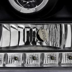 HID Combo 07-13 GMC Sierra Angel Eye Halo & LED Projector Headlights - Black -Professional Auto Parts Store 07 12 gmc sierra 1500 2500 hd angel eye halo led projector headlights black 195