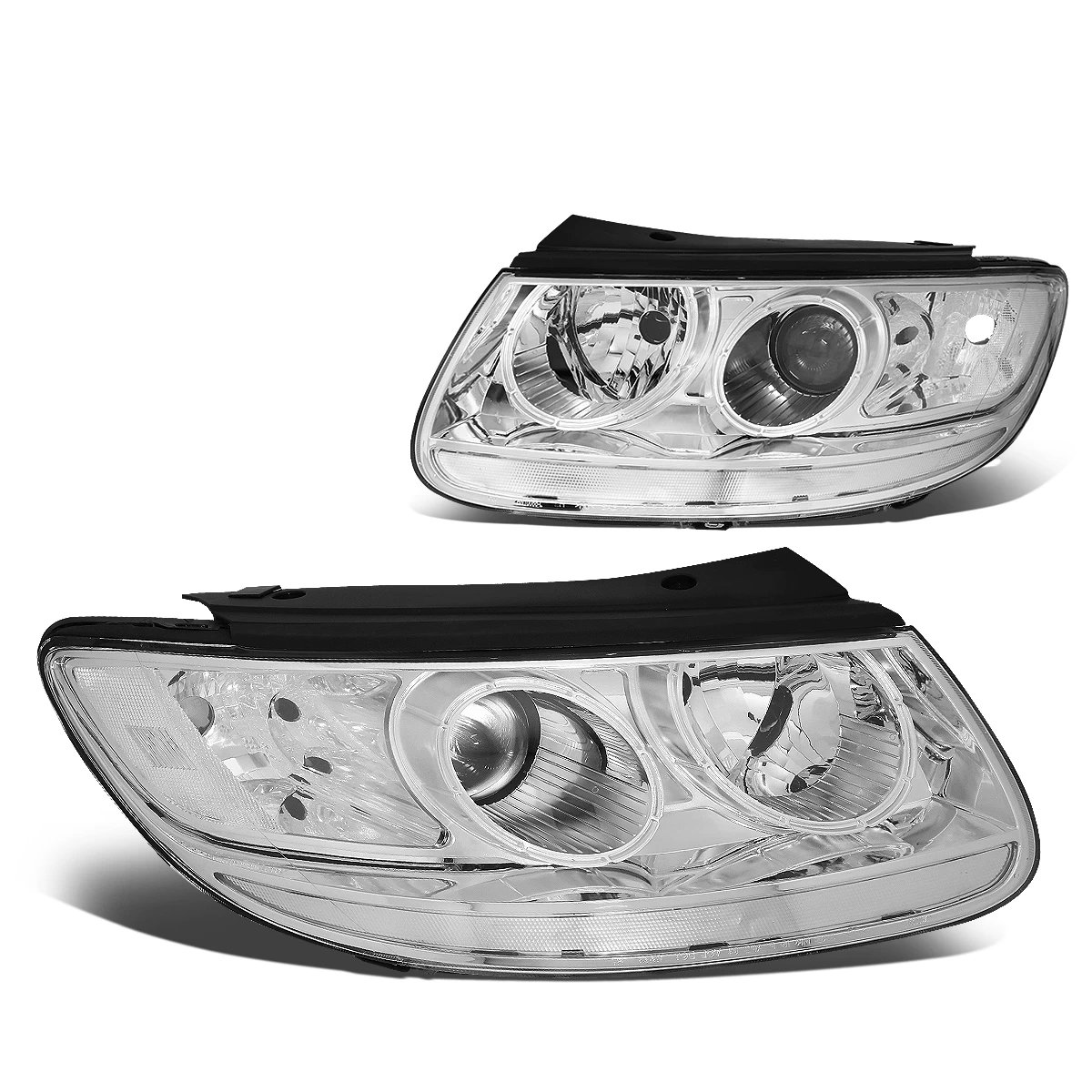 07-09 Hyundai Santa Fe Factory Style Replacement Headlights - Chrome / Clear 4 07-09 Hyundai Santa Fe Factory Style Replacement Headlights - Chrome / Clear - Image 2