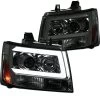 07-13 Chevy Avalanche Suburban Tahoe Smoke Tinted LED DRL Bar Projector Headlights 2 07-13 Chevy Avalanche Suburban Tahoe Smoke Tinted LED DRL Bar Projector Headlights -Professional Auto Parts Store 07 13 chevy avalanche suburban tahoe smoke tinted led drl bar projector headlights 114