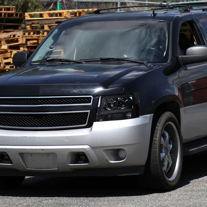 07-13 Chevy Avalanche Suburban Tahoe Smoke Tinted LED DRL Bar Projector Headlights 10 07-13 Chevy Avalanche Suburban Tahoe Smoke Tinted LED DRL Bar Projector Headlights - Image 8