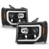 07-13 GMC Sierra 1500 DRL Tube Full LED Headlights - Black -Professional Auto Parts Store 07 13 gmc sierra 1500 drl tube full led headlights black 110