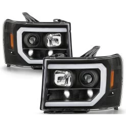 07-13 GMC Sierra 1500 DRL Tube Full LED Headlights - Black