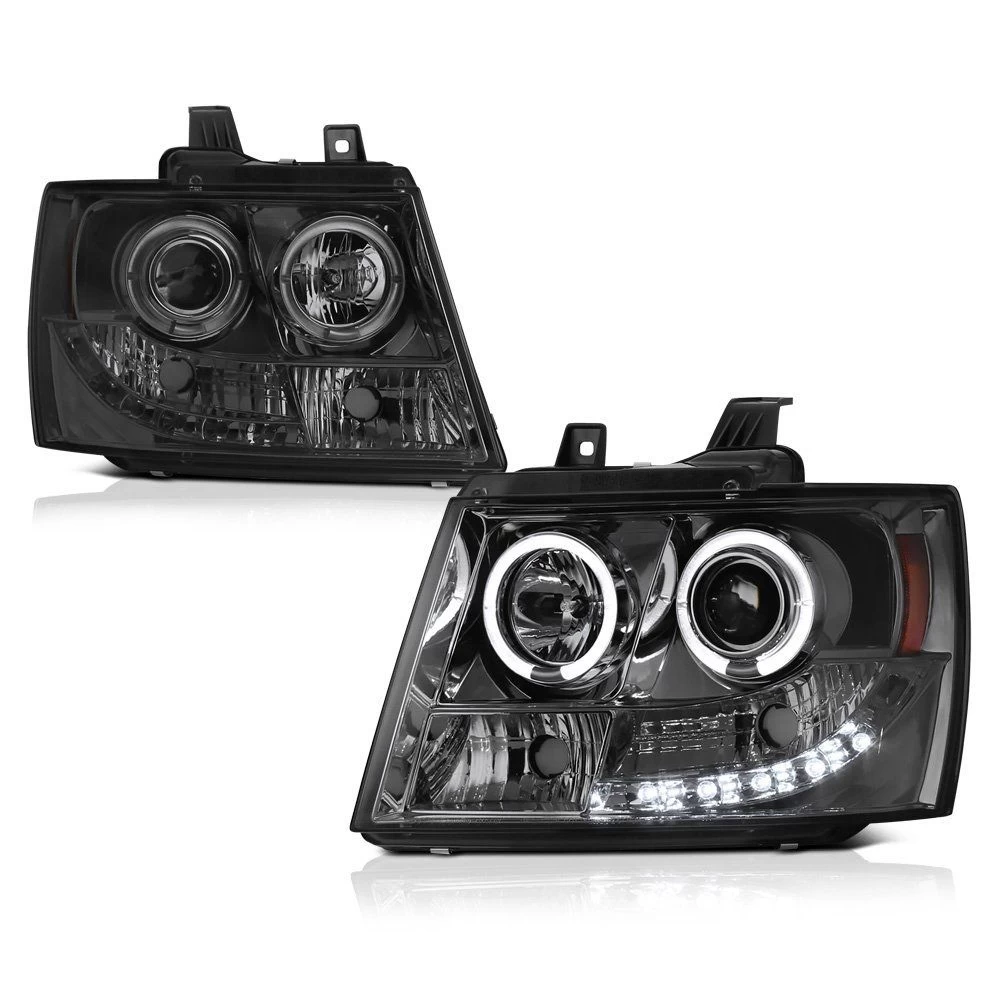 07-2014 Chevy Suburban / Tahoe / Avalanche Angel Eye Halo & LED Projector Headlights - Smoked 3 07-2014 Chevy Suburban / Tahoe / Avalanche Angel Eye Halo & LED Projector Headlights - Smoked