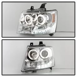 07-2014 Chevy Suburban / Tahoe / Avalanche Angel Eye Halo & LED Projector Headlights - Chrome -Professional Auto Parts Store 07 2014 chevy suburban tahoe avalanche angel eye halo led projector headlights chrome 210