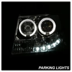 07-2014 Chevy Suburban / Tahoe / Avalanche Angel Eye Halo & LED Projector Headlights - Chrome -Professional Auto Parts Store 07 2014 chevy suburban tahoe avalanche angel eye halo led projector headlights chrome 225