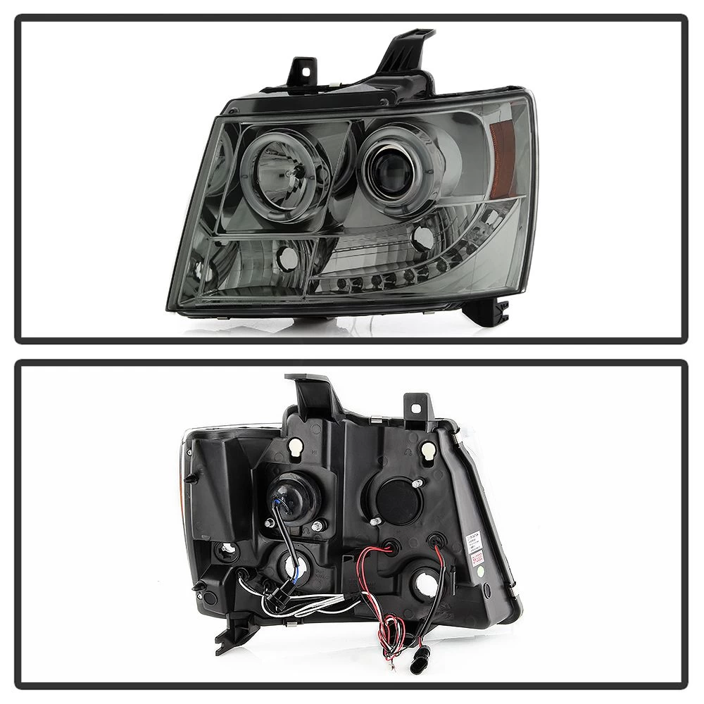 07-2014 Chevy Suburban / Tahoe / Avalanche Angel Eye Halo & LED Projector Headlights - Smoked 4 07-2014 Chevy Suburban / Tahoe / Avalanche Angel Eye Halo & LED Projector Headlights - Smoked - Image 2