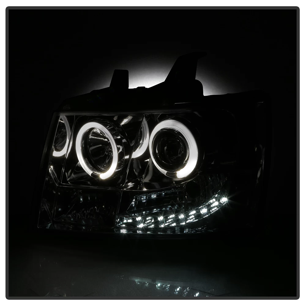 07-2014 Chevy Suburban / Tahoe / Avalanche Angel Eye Halo & LED Projector Headlights - Smoked 7 07-2014 Chevy Suburban / Tahoe / Avalanche Angel Eye Halo & LED Projector Headlights - Smoked - Image 5
