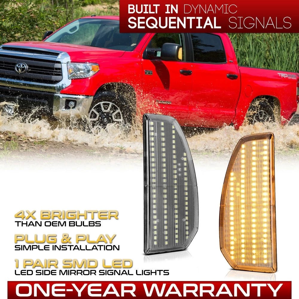 07-21 Toyota Tundra Sequential LED Side Mirror Lights - Clear Lens 4 07-21 Toyota Tundra Sequential LED Side Mirror Lights - Clear Lens - Image 2