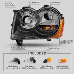 08-10 Jeep Grand Cherokee Factory-Style Headlights - Black 13 08-10 Jeep Grand Cherokee Factory-Style Headlights - Black -Professional Auto Parts Store 08 10 jeep grand cherokee factory style headlights black 65