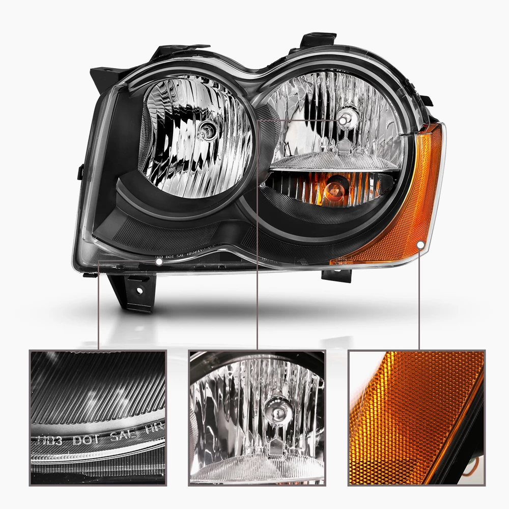 08-10 Jeep Grand Cherokee Factory-Style Headlights - Black 6 08-10 Jeep Grand Cherokee Factory-Style Headlights - Black - Image 4