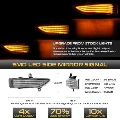 08-14 Subaru Tribeca / Outback Sequential LED Side Mirror Lights - Clear -Professional Auto Parts Store 08 14 subaru tribeca outback sequential led side mirror lights clear 12