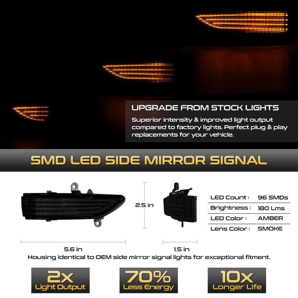 08-14 Subaru Tribeca / Outback Sequential LED Side Mirror Lights - Smoked 5 08-14 Subaru Tribeca / Outback Sequential LED Side Mirror Lights - Smoked - Image 3