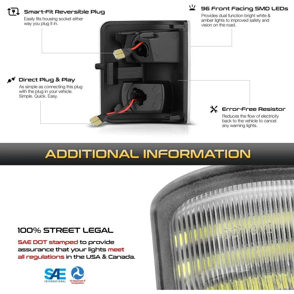 08-16 Ford F250 F350 F450 F550 Super Duty LED Side Mirror Light Switchback + Sequential Signal - White & Amber 7 08-16 Ford F250 F350 F450 F550 Super Duty LED Side Mirror Light Switchback + Sequential Signal - White & Amber - Image 5