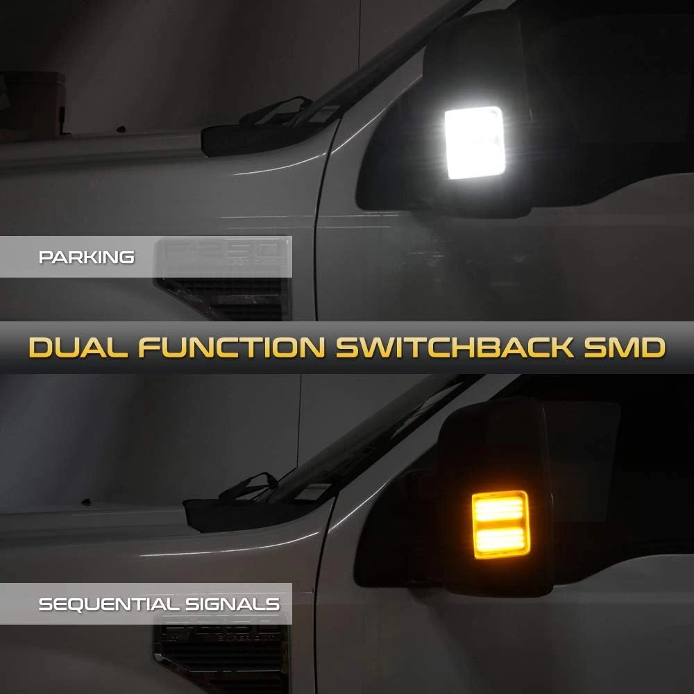 08-16 Ford F250 F350 F450 F550 Super Duty LED Side Mirror Light Switchback + Sequential Signal - White & Amber 10 08-16 Ford F250 F350 F450 F550 Super Duty LED Side Mirror Light Switchback + Sequential Signal - White & Amber - Image 8