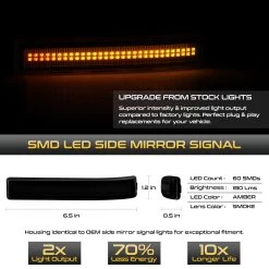 09-14 Ford F-150 Amber LED Side Mirror Light - Smoked -Professional Auto Parts Store 09 14 ford f 150 amber led side mirror light smoked 12