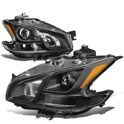 09-14 Nissan Maxima Replacement Projector Headlights - Black / Amber